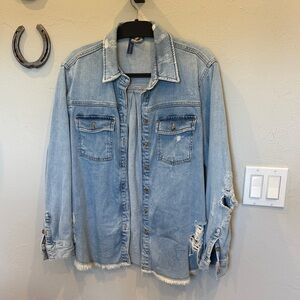 Pilcro Light Blue Denim Shacket Size small